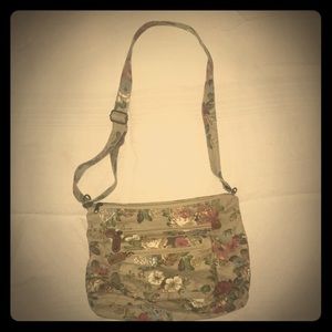 Floral Pattern Purse with Three zipper pockets